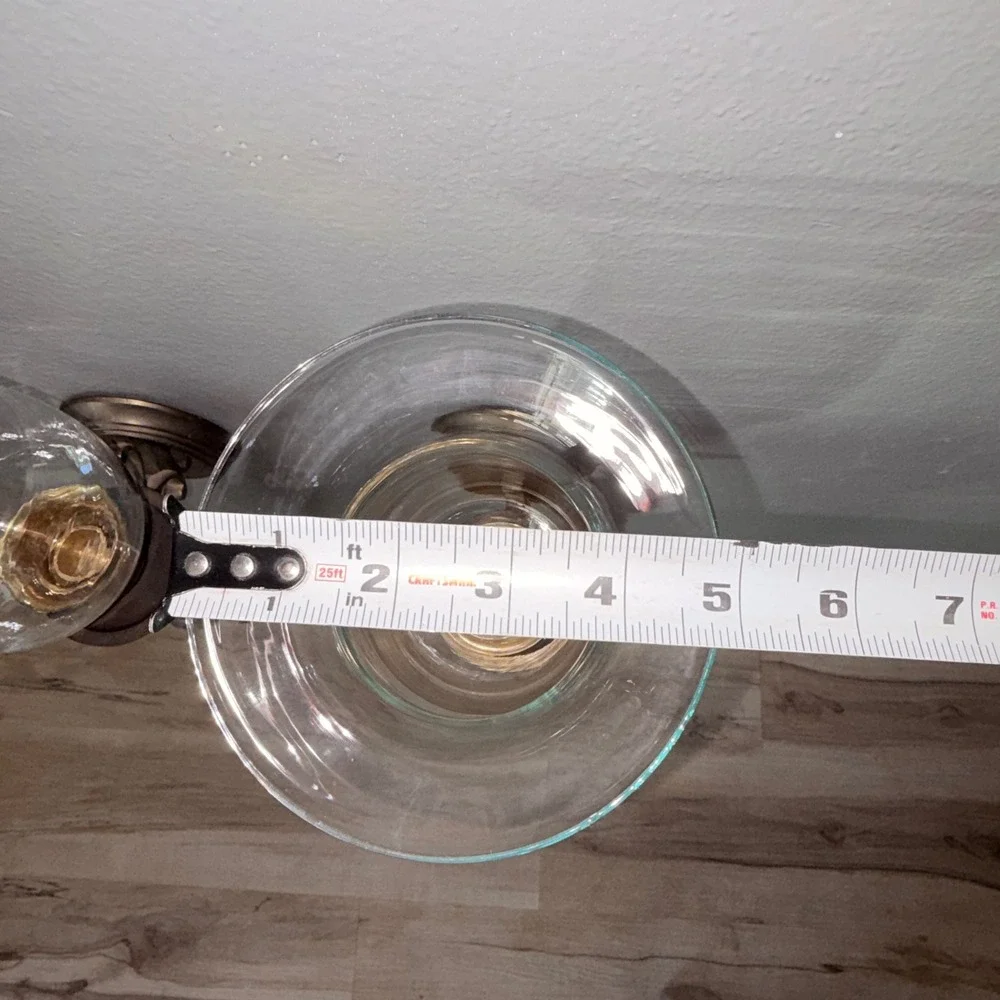 Pair of Vtg Antique Brass Hurricane Wall Sconces with Clear Glass Shades 18in